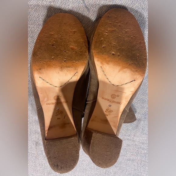 Corso Como Brown Suede Leather Booties, Size 8M, Peep Toe, Zip Back, 4” Heel - Picture 7 of 9